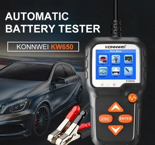 KONNWEI Tester batteria per auto 12V Tester carico batteria per auto su sistema di avviame...