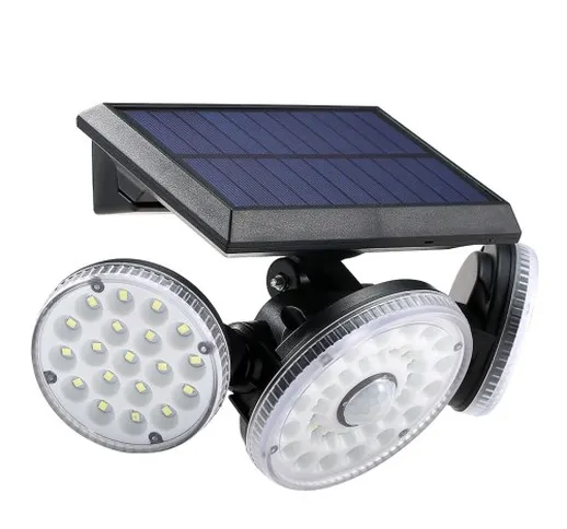 70 LED IP65 Lampada da parete solare a tre teste con tre modalità di illuminazione