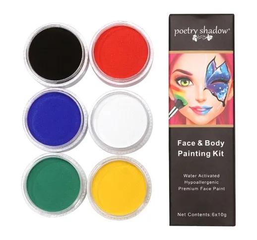 Kit di pittura per viso e corpo 6 colori Pigmenti per pittura per il trucco Vernici attiva...