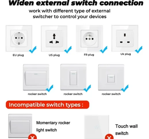 Modulo Wi-Fi Mini Smart Switch con APP/Supporto telecomando vocale Funzione di temporizzaz...