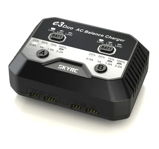 SKYRC e3 DUO AC Balance Charger 100-240V 20W * 2 Caricatore a doppio canale per 2-3s Lipo...