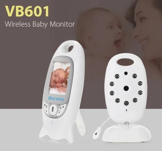 Baby monitor video con display da 2 pollici con videocamera e telecomando audio Wide View...