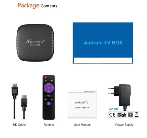 X88 PRO T Android 10.0 Smart TV Box Lettore multimediale UHD 4K Allwinner H313 Quad-core H...