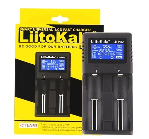Caricabatteria intelligente LIITOKALA LII-PD2 per 18650 26650 21700 batterie ricaricabili...