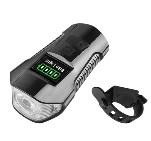 Luce per bici Faro da bicicletta ricaricabile USB con corno da 120 dB 4 modalità di illumi...