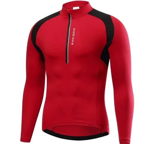 Maglia da ciclismo a manica lunga con mezza cerniera da uomo Quick Dry traspirante MTB Mou...