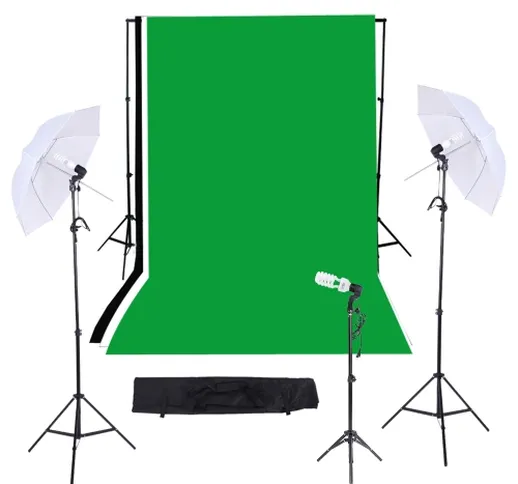 fotografia / video studio kit di illuminazione tripla con 10ft * 12ft Nero Bianco Verde mu...