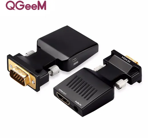 Adattatore convertitore da VGA a HDMI QGEEM 1080P Adattatore HDMI VGA per PC laptop a HDTV...