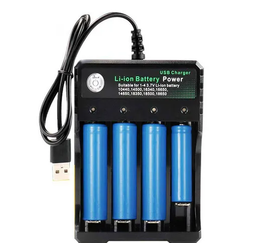 4 slot 110 V/220 V 18650 USB Batteria Caricabatterie per 3,7 V ricaricabile al litio 10440...