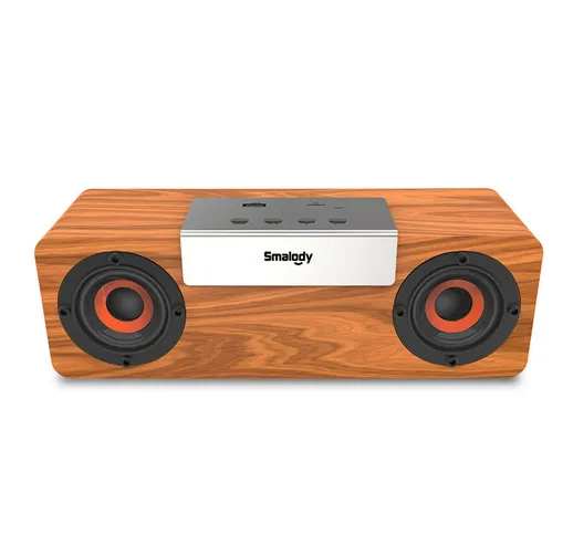 Smalody bluetooth 5.0 Altoparlante portatile in legno Wireless TWS Altoparlante Stereo Sub...