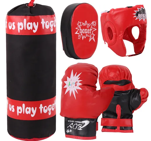 Boxe per bambini in pelle PU Guanti Punzonatura bersaglio a mano Borsa Set Casa Idoneità S...