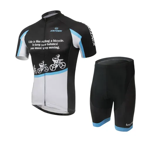 XINTOWN Bike Jersey Bib Sets Bianco Black Summer Ropa Ciclismo Cycling Top Bottom Uomini R...