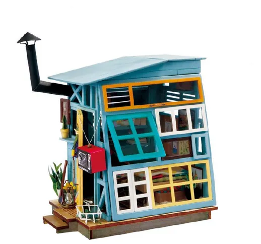 Robotime DG-M03 casa delle bambole fai da te in miniatura con mobili in legno casa delle b...