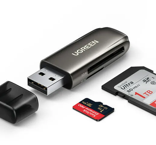 Lettore di schede UGREEN CM406 USB 3.0 a SD Adattatore per schede di memoria Micro SD TF p...