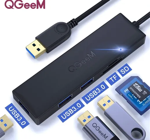 QGeeM QG-UH05-1A 5-in-1 USB HUB Docking Station LED Adattatore indicatore con 3 * USB 3.0...