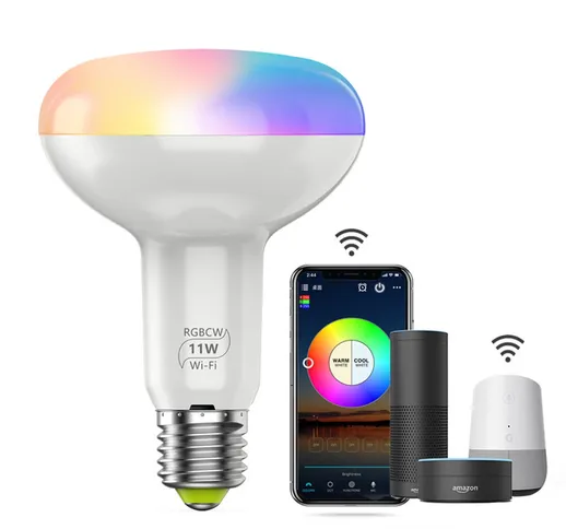 11W E27 R30 RGBCW WiFi Smart APP LED Lampadina dimmerabile UFO lampada Compatibile con Ale...