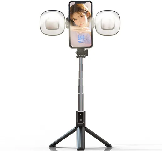 Bakeey P40S-F Wireless bluetooth Selfie bastone Mini treppiede pieghevole con doppio LED O...