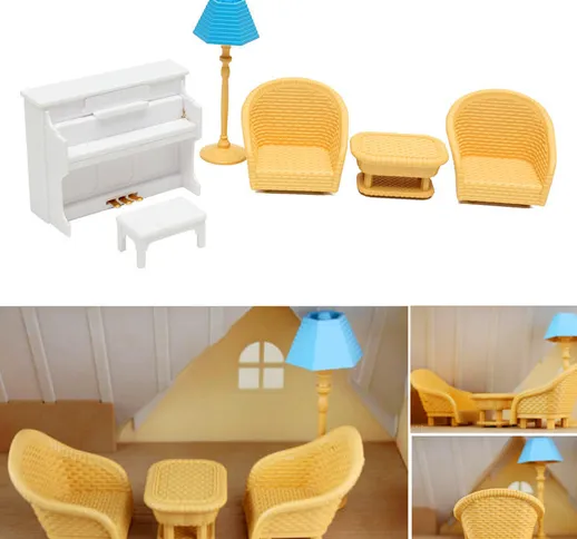 Set di mobili in miniatura da tavolo per pianoforte per bambola Dollhouse per accessori pe...
