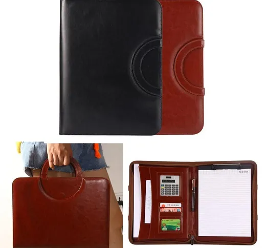 Portable A4 Cartella portafogli con raccoglitore ad anelli Zipper Document Borsa Cartella...