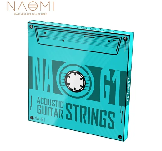NAOMI 6pcs / 1pack Corde per chitarra acustica professionale al fosforo Rame Rivestimento...