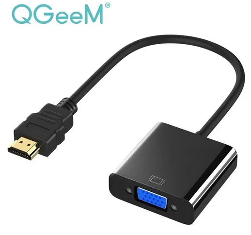 QGEEM Adattatore da HDMI a VGA Cavo convertitore audio da digitale ad analogico HDMI VGA C...