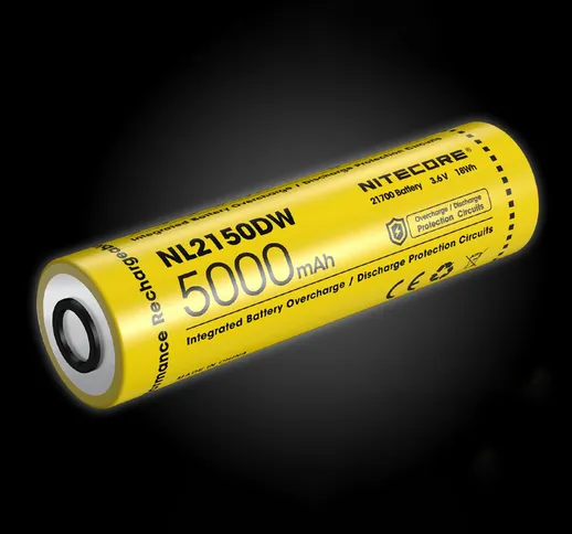 1 Pz NITECORE NL2150DW 5000 mAh 21700 Batteria Ricaricabile agli ioni di litio ad alte pre...