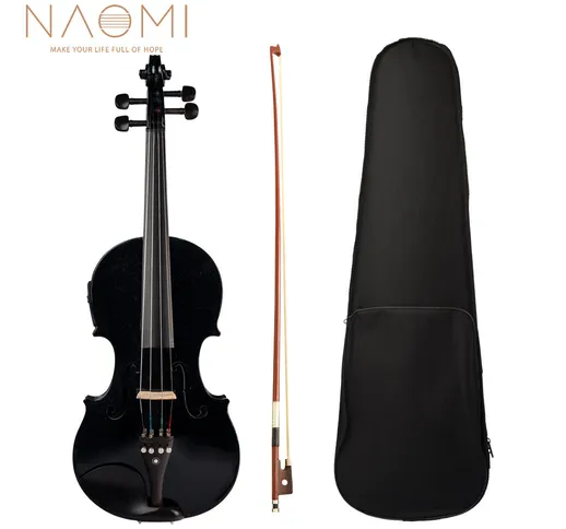 NAOMI 4/4 violino elettrico acustico violino violino EQ violino con accessori in ebano