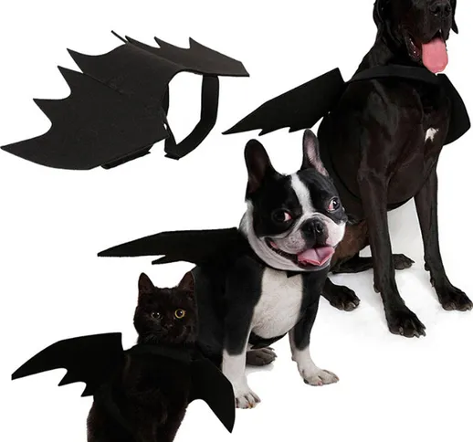 Halloween Cat Bat Wings Collar Harness Decor Puppy Pet Cat Nero Bat Dress Up Divertente Wi...