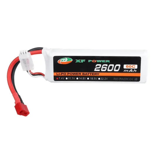 XF POWER 7.4V 2600mAh 60C 2S Lipo Batteria T Plug per Wltoys 1/14 144001 RC Auto parti di...