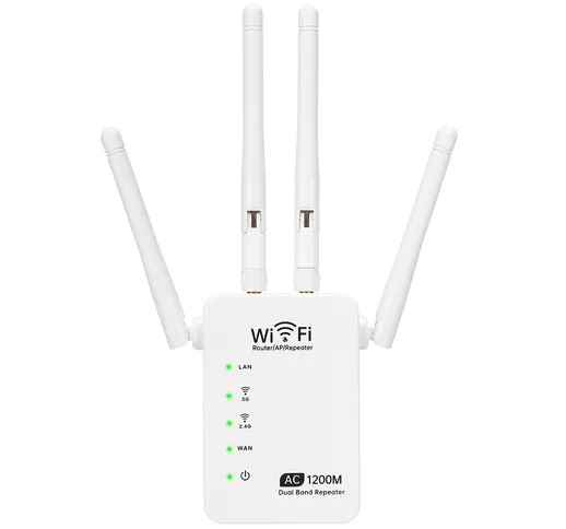 1200Mbps Ripetitore Wifi Amplificatore 5G/2.4ghz Gigabit Router Extender Booster Ripetitor...