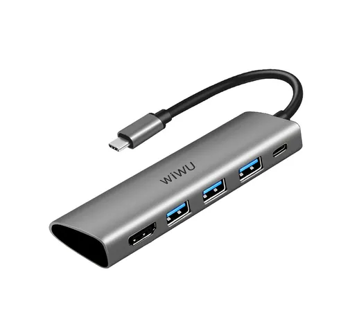 WiWU Alpha A531H Hub USB-C 5-in-1 Type-C Adattatore USB3.0 Convertitore HD Docking station...