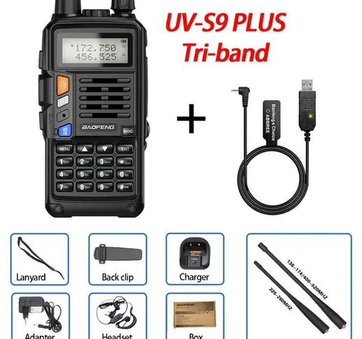 BaoFeng UV-S9 Plus Walkie Talkie Tri-Band 10W Potente 10W CB Radio Ricetrasmettitore VHF U...
