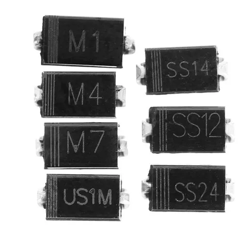 350 pezzi 7 valori Kit componenti elettronici diodi SMD 50 pezzi ogni valore M1 (1N4001) M...