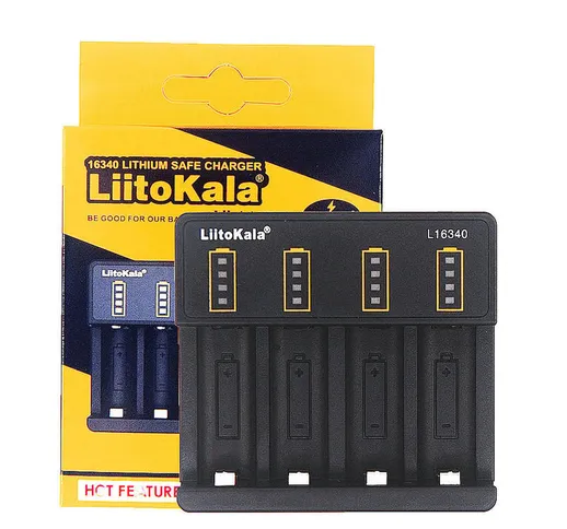 Caricabatterie LiitoKala 16340 Batteria Caricabatterie 3,6 V / 3,7 V / 4,2 V 4 slot USB ag...