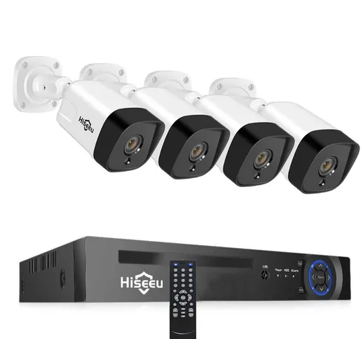 Hiseeu 4Pcs POE H.265 + Telecamere IP di sicurezza 8CH 5MP NVR Sistema di supporto telecam...