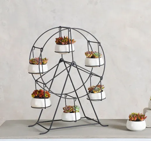 Fioriera succulenta Ruota panoramica Porta piante in ferro Set vasi da giardino per intern...