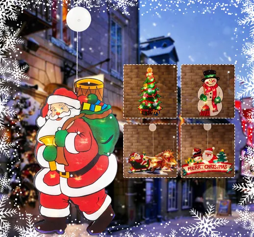 Babbo Natale pupazzo di neve albero Buon Natale finestra appesa luce a led Decorazioni per...