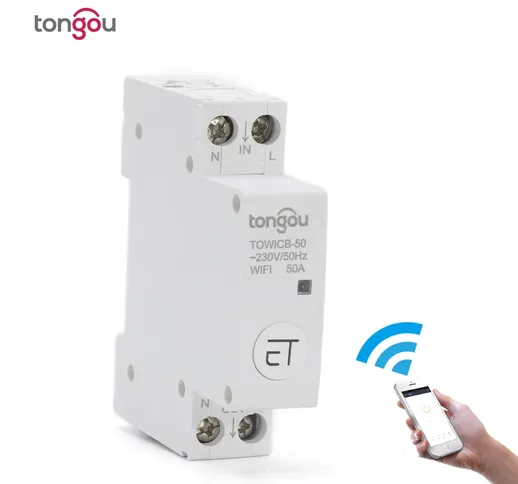 Tongou TOWICB-50 WiFi Circuit Breaker remoto Controllo tramite eWeLink APP Controllo vocal...