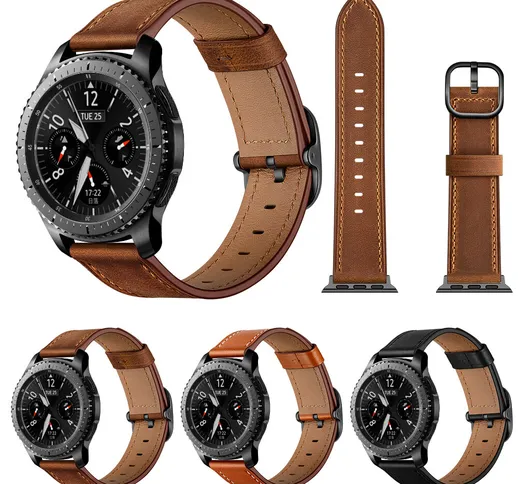 Bakeey 22mm 360 Vera Pelle Smart Watch con cinturino di ricambio Banda per Samsung Gear S3