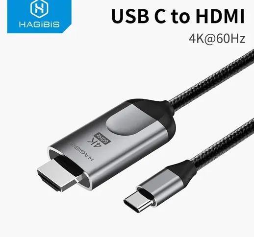 Hagibis 4K HD Video da USB-C a HDMI da Type-C a HDMI Cavo per MacBook Samsung S10 Huawei P...