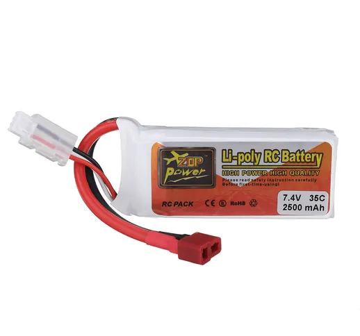 ZOP Power 7.4V 2500mAh 35C 2S LiPo Batteria T Spina Deans per RC Drone