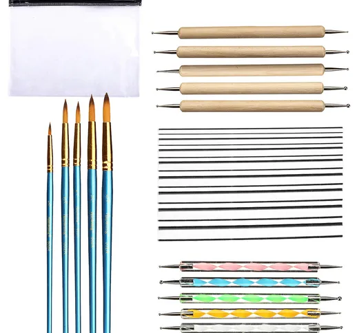 24pcs Mandala che punteggia Strumenti kit di pittura di roccia Dot nail Art Pen vernice St...