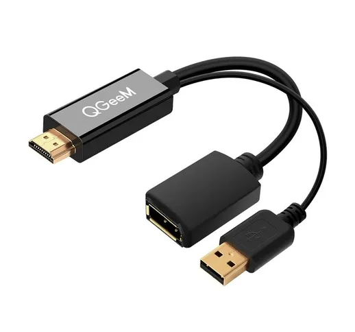 QGEEM QG-HD01 Adattatore da HDMI a DisplayPort 4K 1080P Convertitore adattatore HDTV per T...