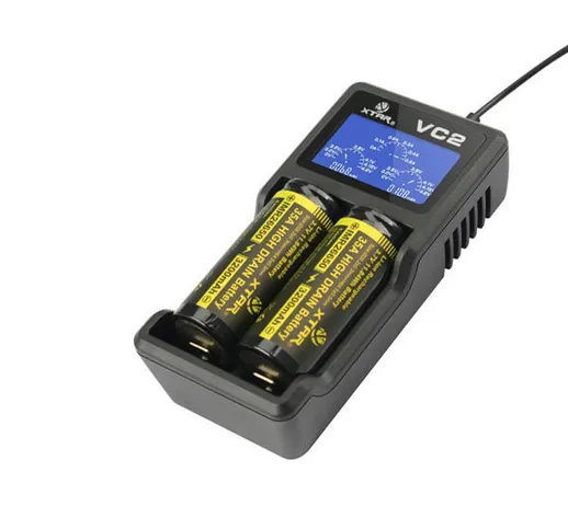 XTAR VC2 Caricabatterie con schermo LCD Display per 18650 26650 Batteria