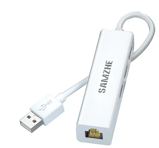 SAMZHE Splitter hub USB 2.0 a 3 porte RJ45 Adattatore Ethernet 100M Convertitore scheda di...