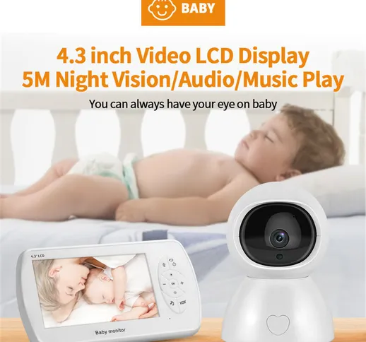 SHIWOJIA BM288 Monitor baby video digitale wireless Schermo da 4,3 pollici Display 1080P V...