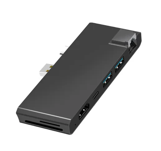 Rocketek USB 3.0 Hub 4K HDMI compatibile 1000 Mbps Gigabit Ethernet PD Type-C RJ45 Adattat...