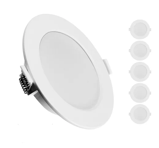 KINGSO Confezione da 6 pezzi LED Faretti da incasso a soffitto Ultrasottili IP44 7W 230V 9...