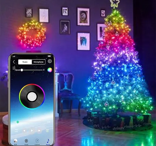 USB Fairy Lights LED String Lights Music Sync Bluetooth APP Phone Indoor Outdoor Twinkle L...