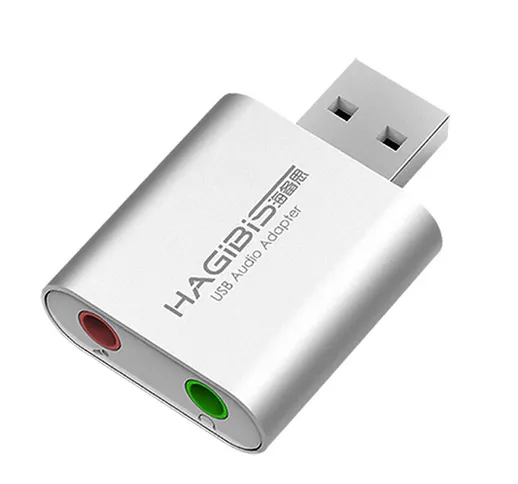 Hagibis MA11 Scheda audio Adattatore per interfaccia audio esterna da USB a jack da 3,5 mm...